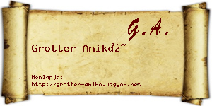 Grotter Anikó névjegykártya